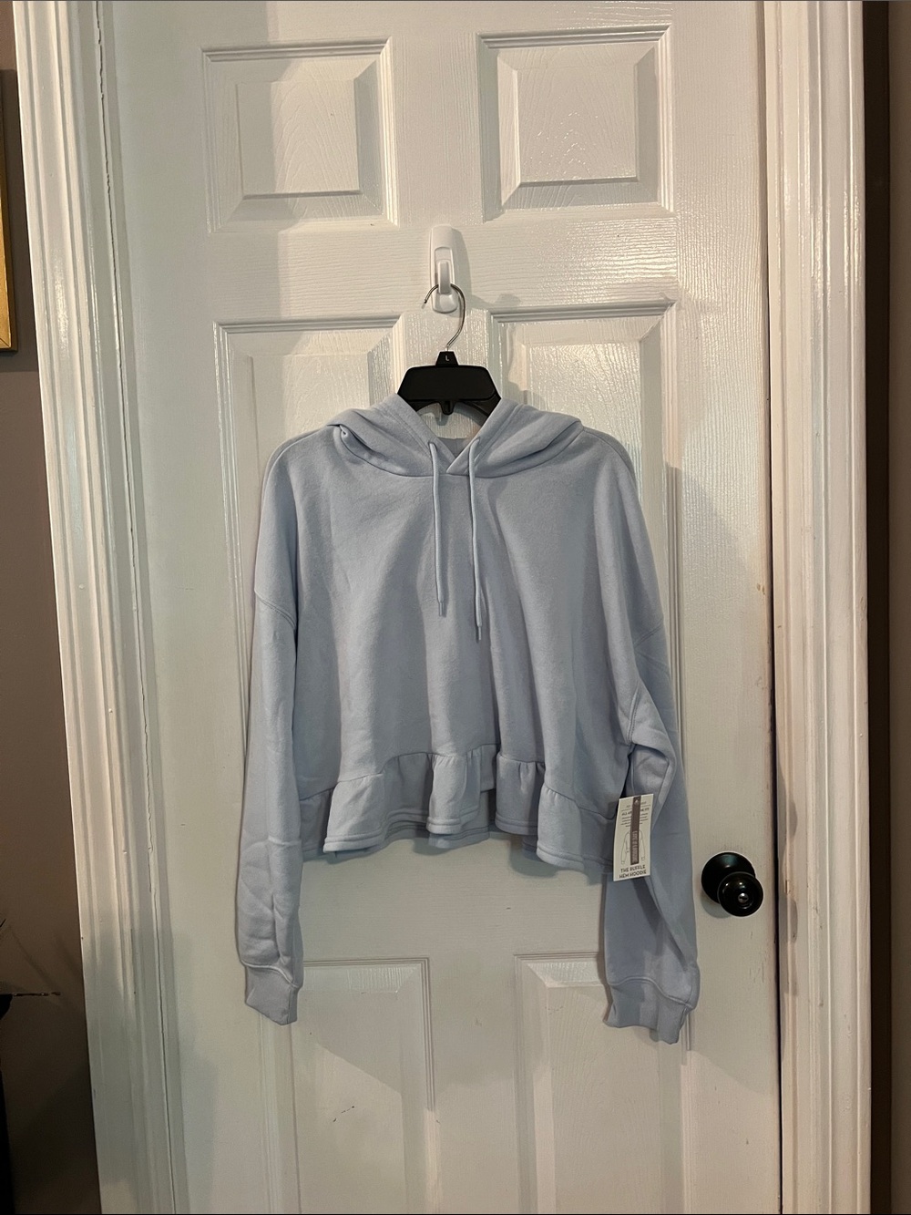 Light Blue Women's Cropped Hoodie Sweatshirt